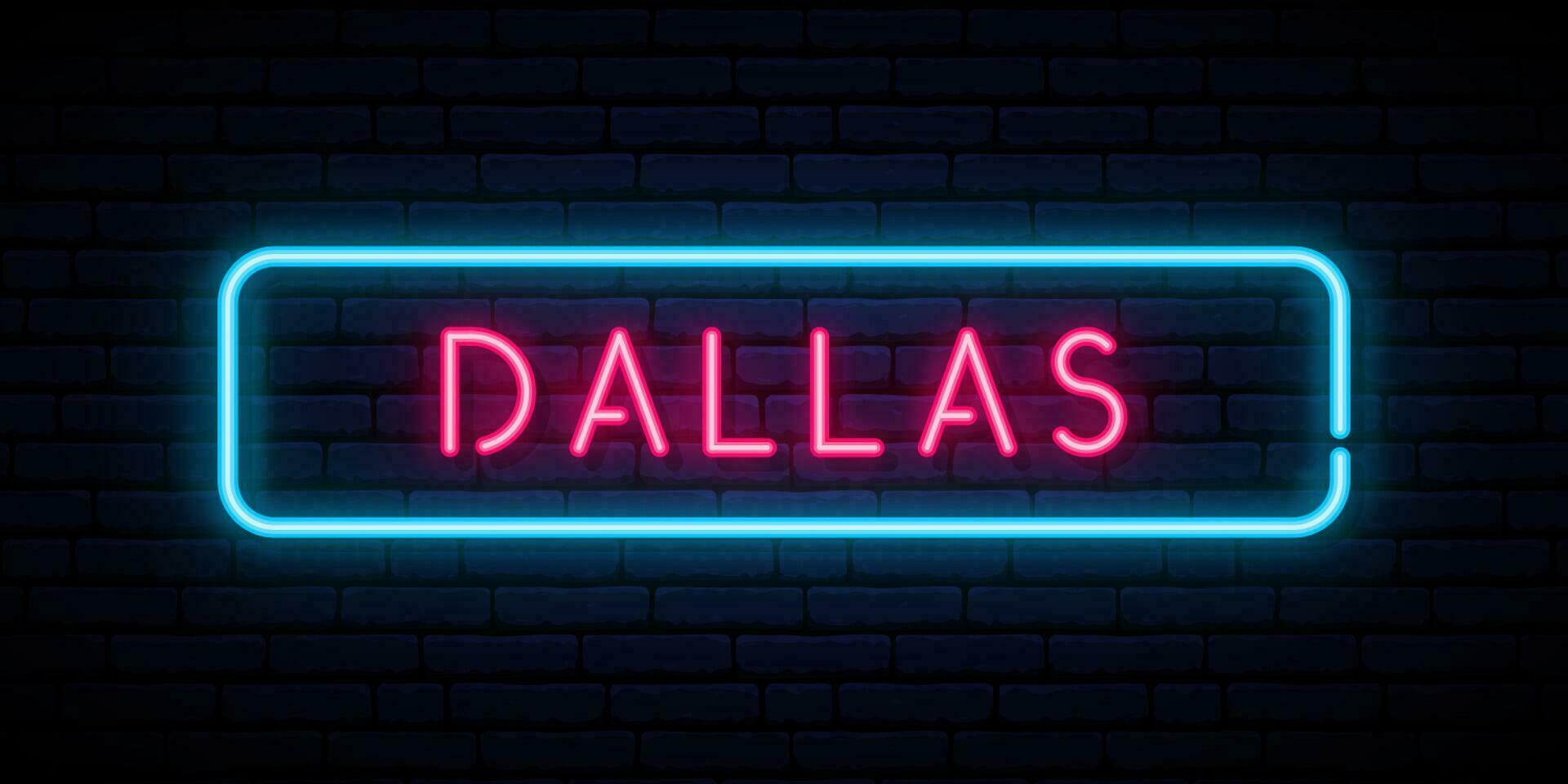 Dallas neon signboard. vector