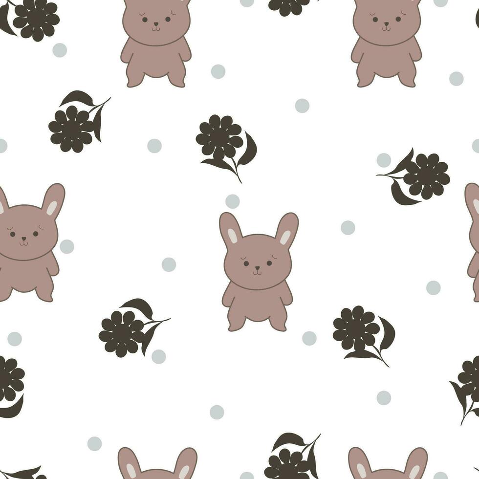 vector simple cute doodle with flowers pattern for background