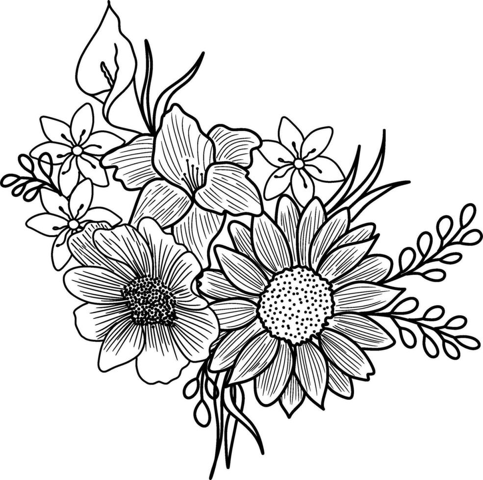 Sketch of Floral Arrangement Illustration vector