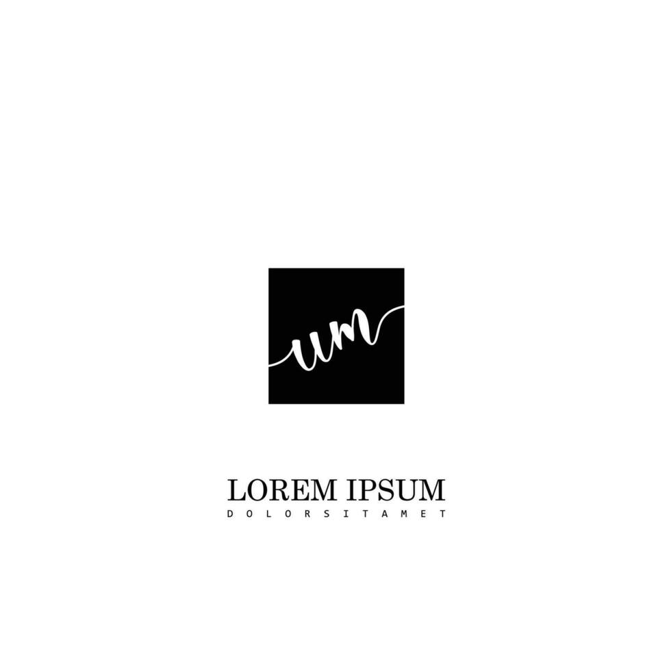 UM Initial Handwriting In Square Frame Template Design vector