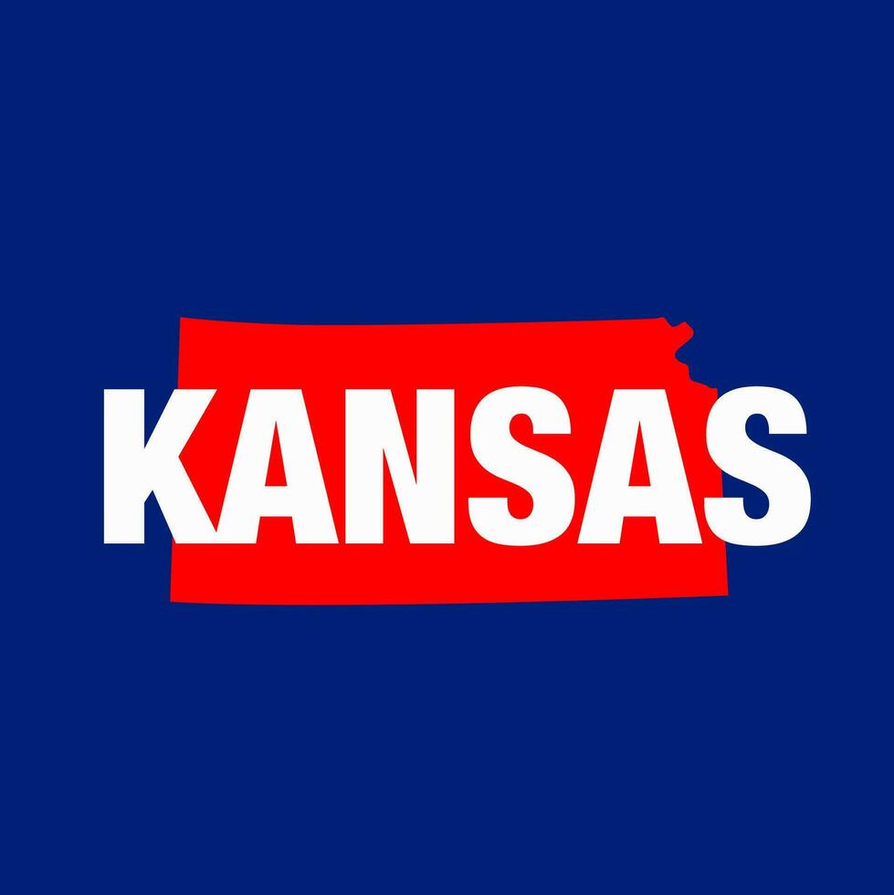 Kansas mapa tipografía vector ilustración.
