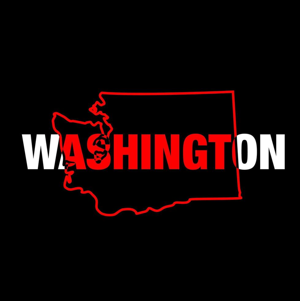 Washington map typography illustration on black color. vector