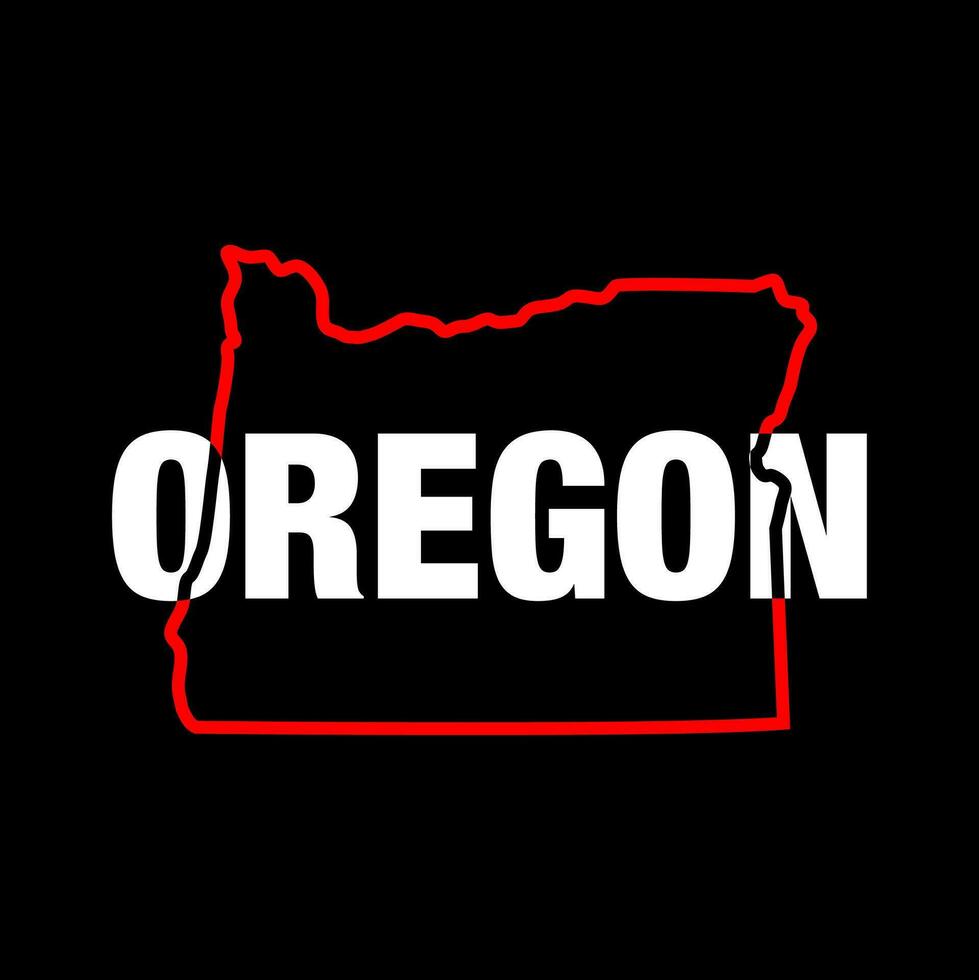 Oregon state map typography on black background. vector