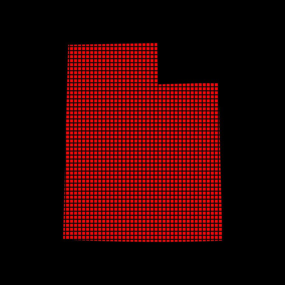 Utah USA state map with rex pixels in vector. vector