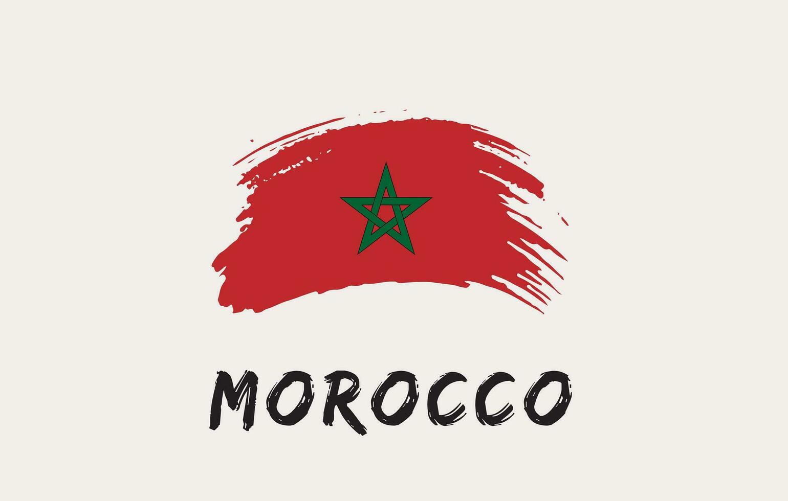 Morocco brush painted national country flag Painted texture white background National day or Independence day design for celebration Vector illustration