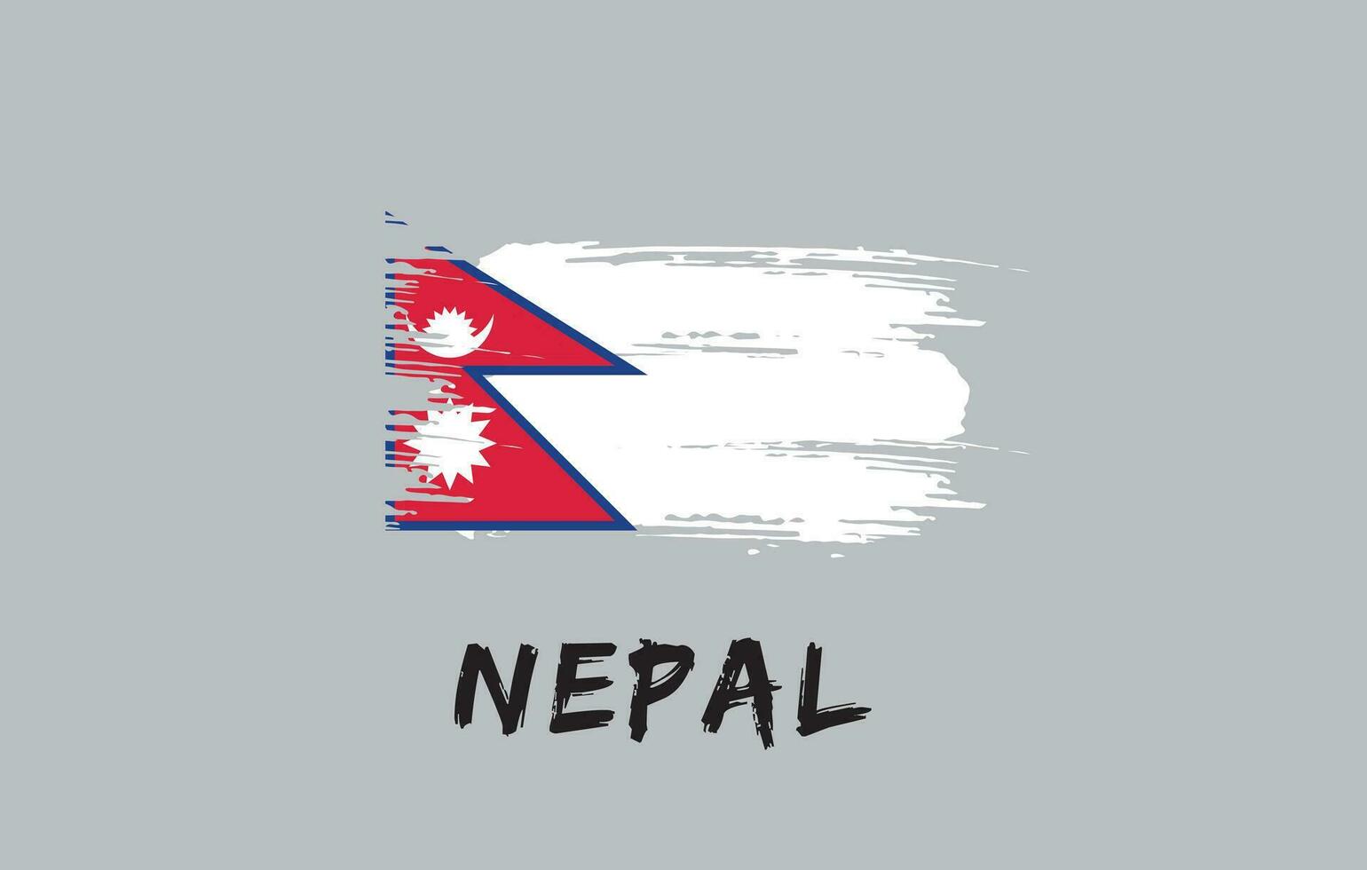 Nepal brush painted national country flag Painted texture white background National day or Independence day design for celebration Vector illustration