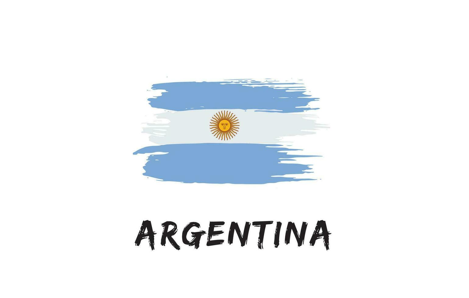 Argentina brush painted national country flag Painted texture white background National day or Independence day design for celebration Vector illustration