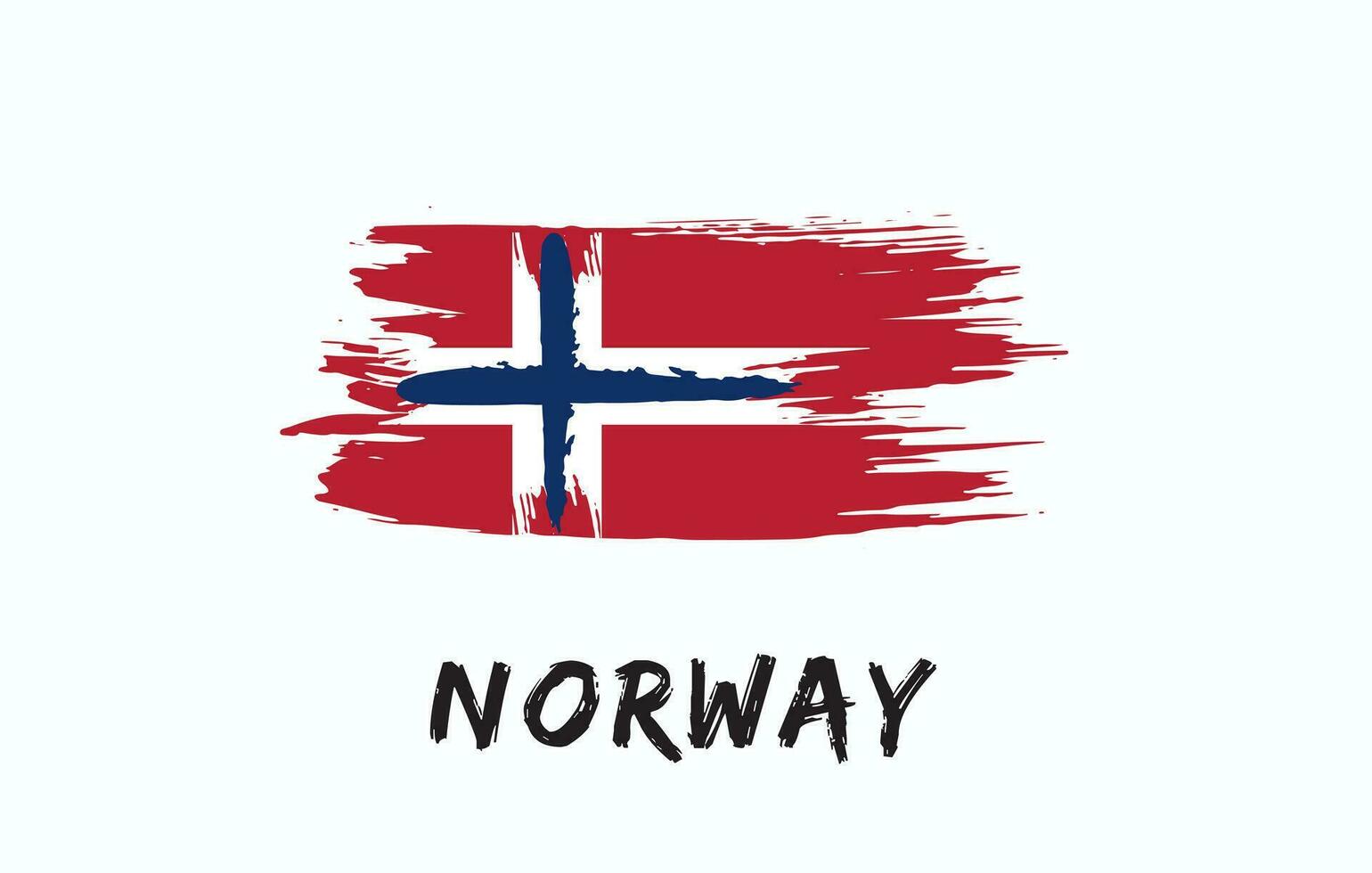 Norway brush painted national country flag Painted texture white background National day or Independence day design for celebration Vector illustration