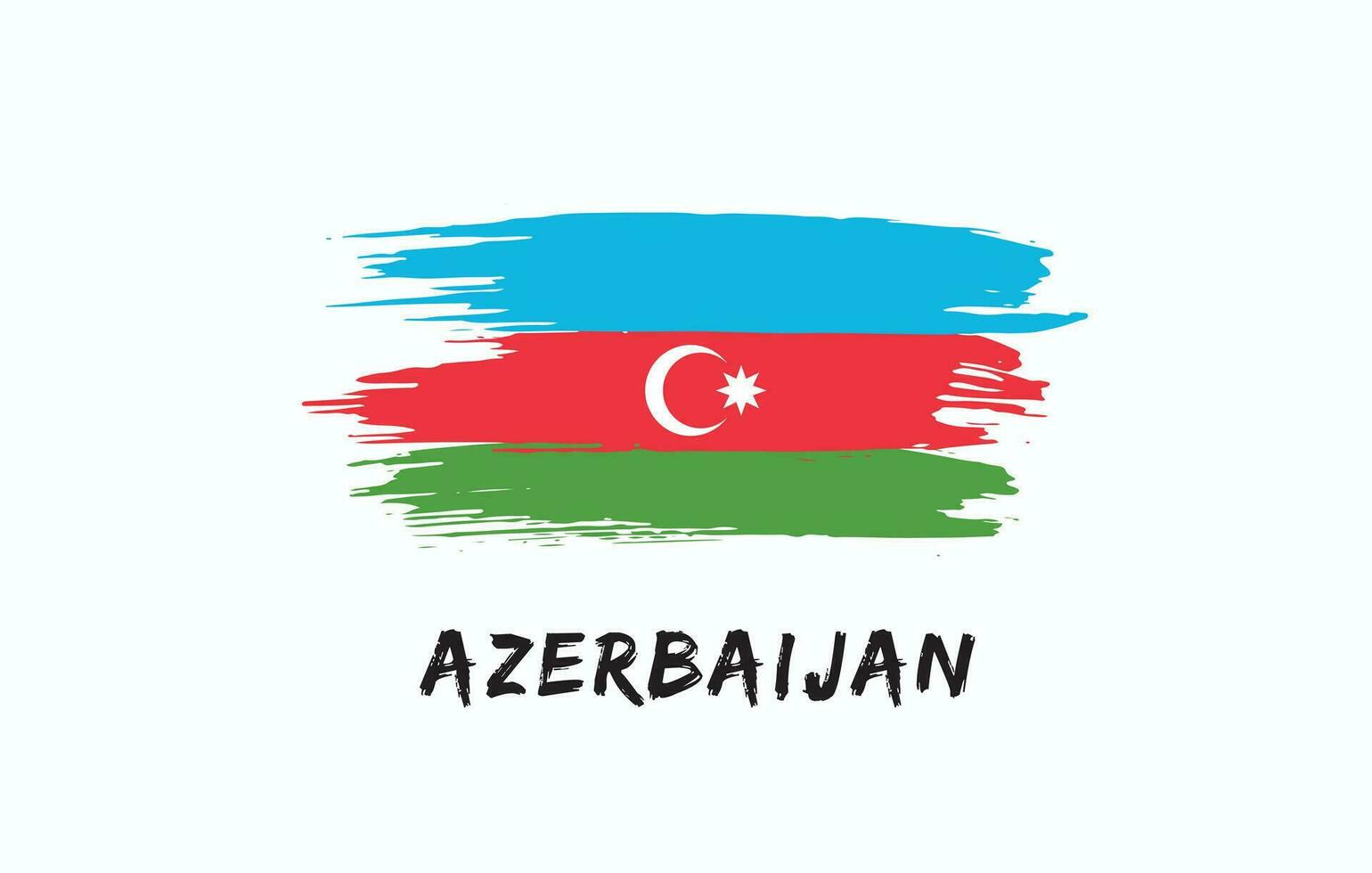 Azerbaijan brush painted national country flag Painted texture white background National day or Independence day design for celebration Vector illustration