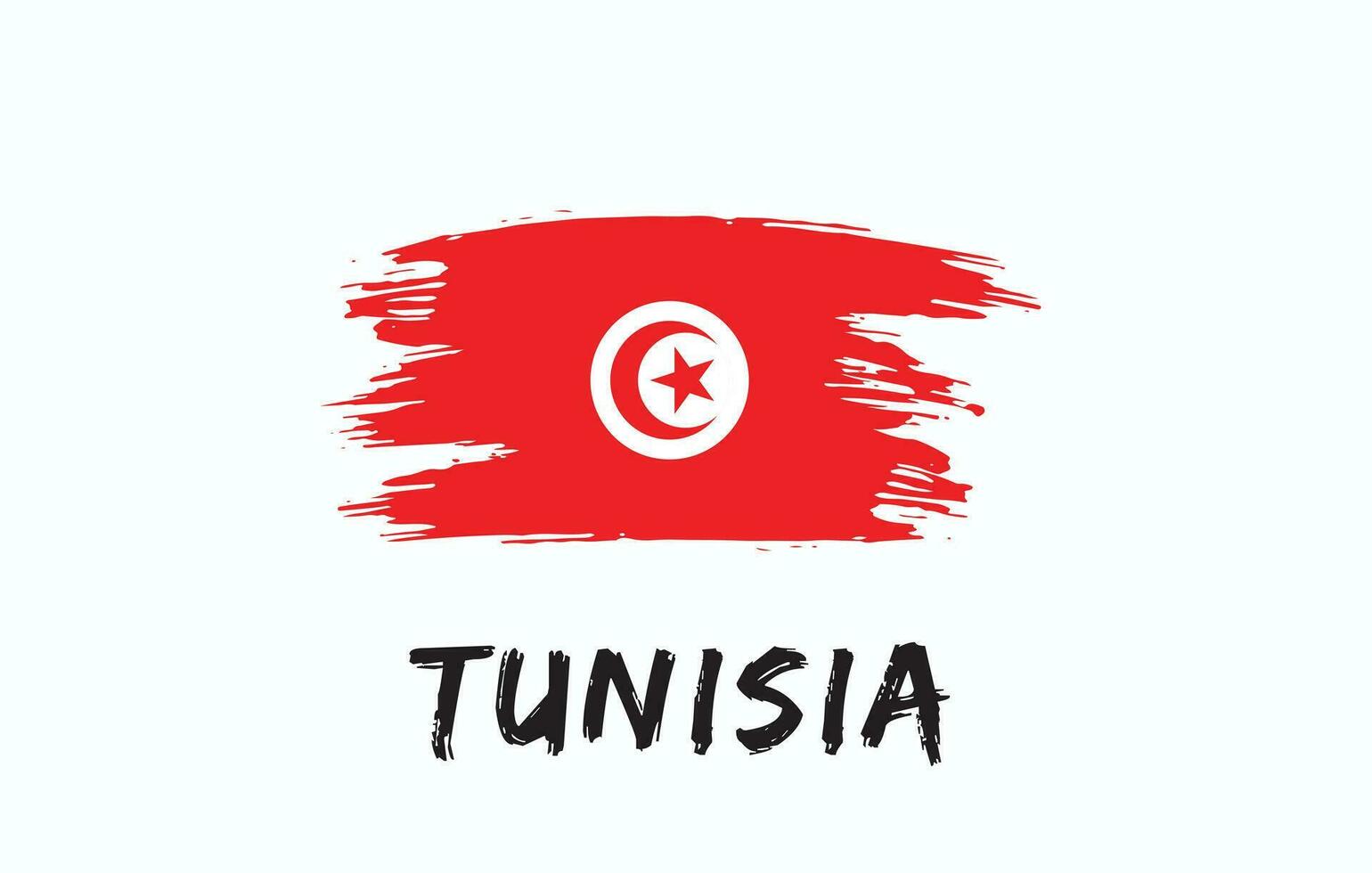 Tunisia brush painted national country flag Painted texture white background National day or Independence day design for celebration Vector illustration
