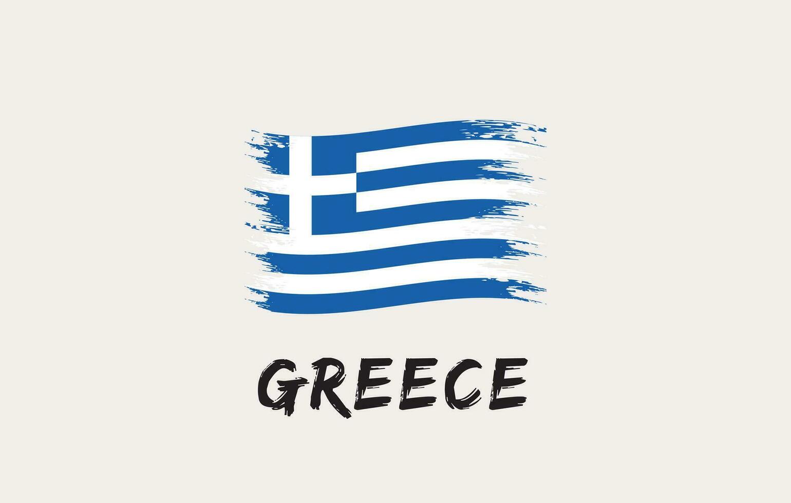 Greece brush painted national country flag Painted texture white background National day or Independence day design for celebration Vector illustration