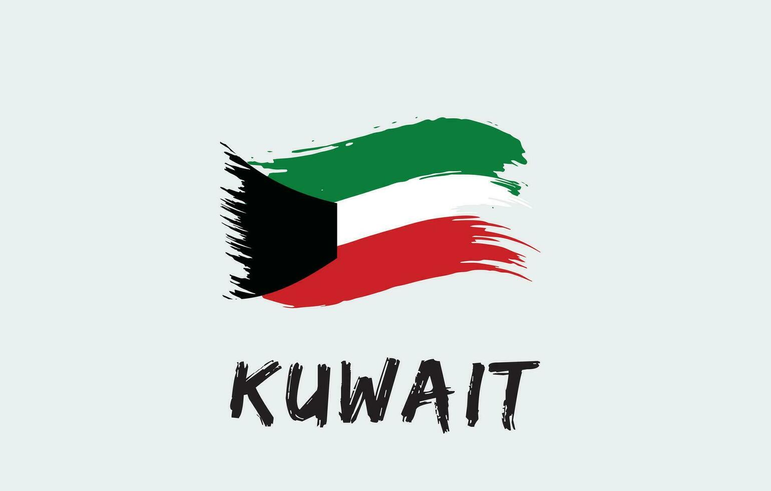 Kuwait brush painted national country flag Painted texture white background National day or Independence day design for celebration Vector illustration