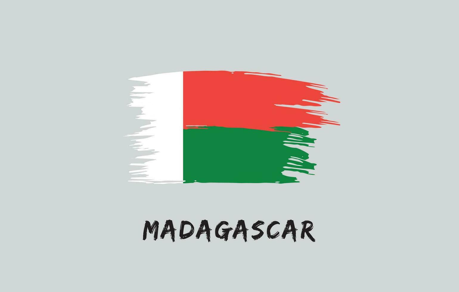 Madagascar brush painted national country flag Painted texture white background National day or Independence day design for celebration Vector illustration