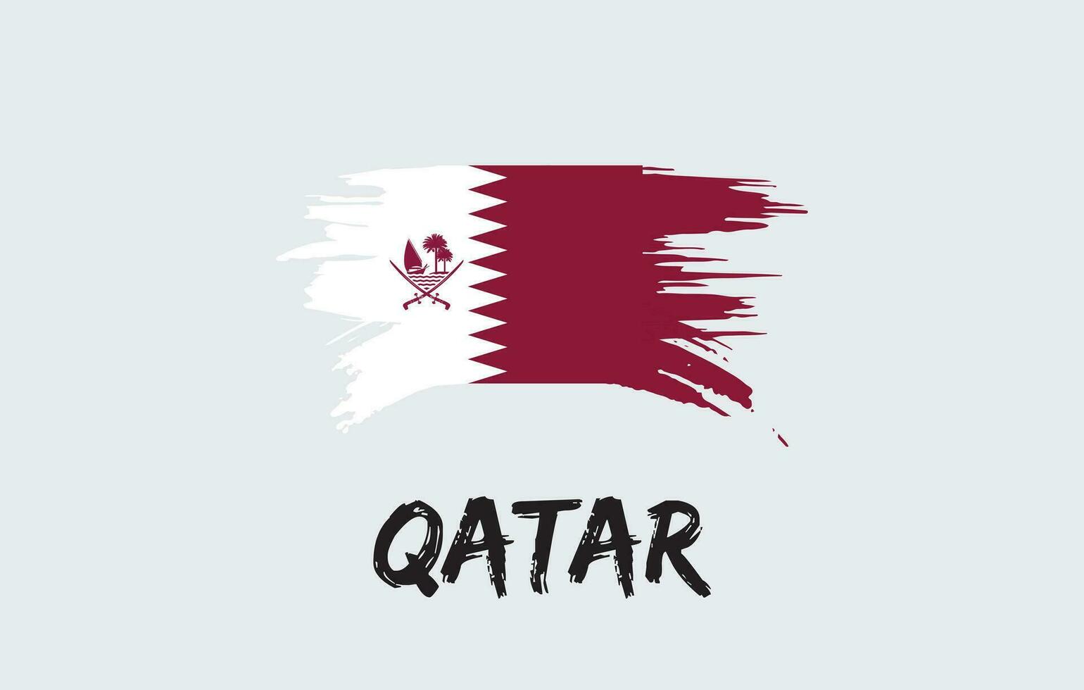 Qatar brush painted national country flag Painted texture white background National day or Independence day design for celebration Vector illustration