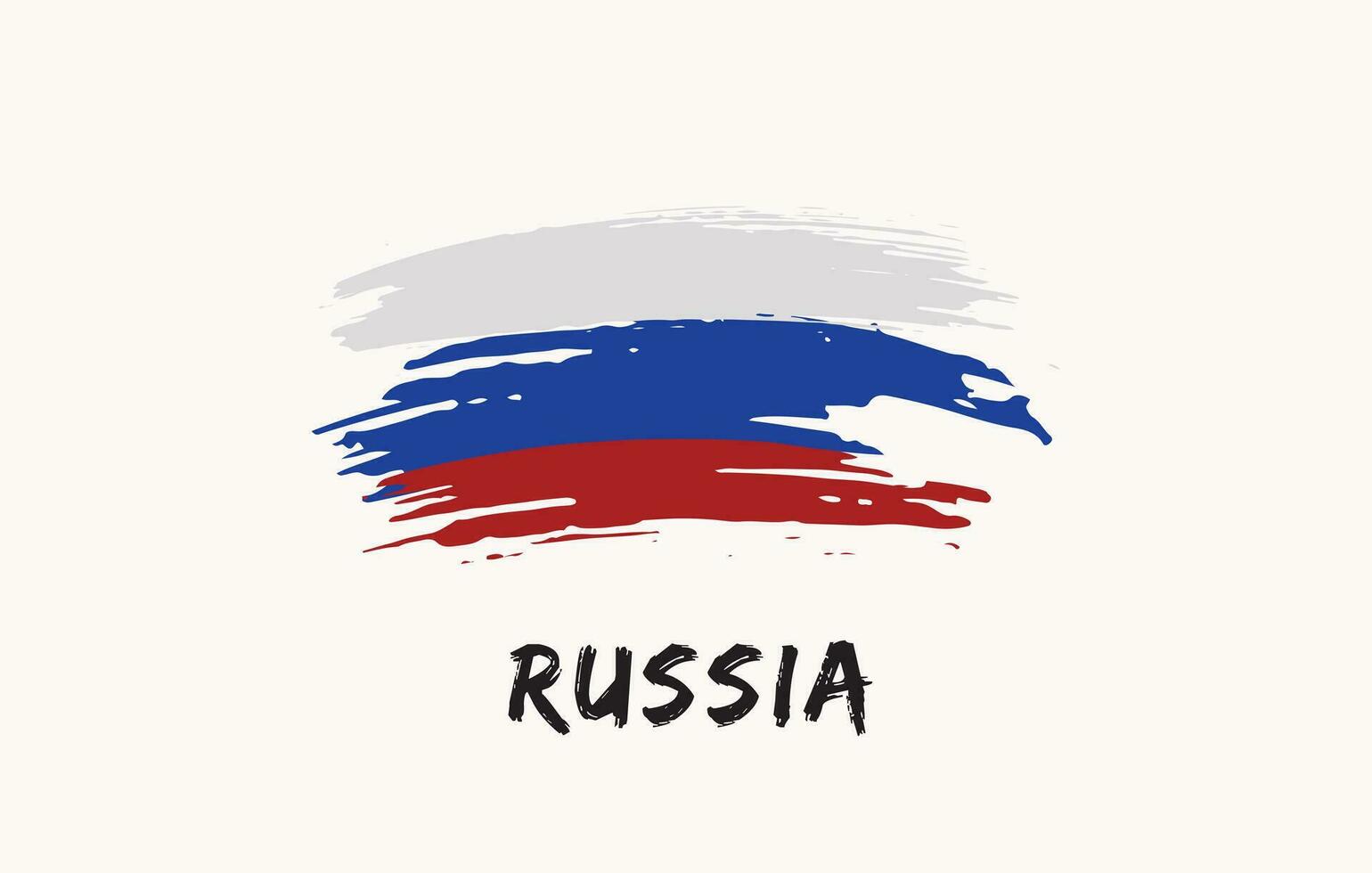 Russia brush painted national country flag Painted texture white background National day or Independence day design for celebration Vector illustration