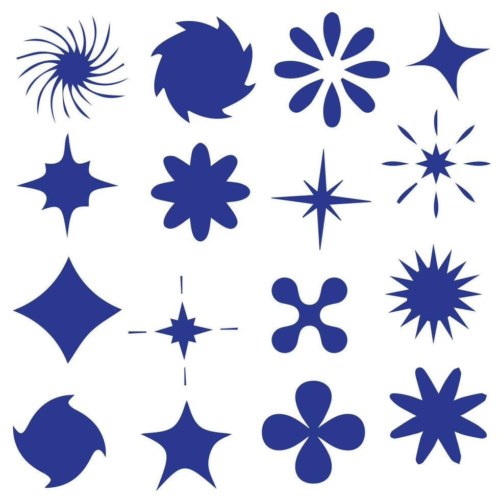 Retro futuristic elements for design. Collection of abstract graphic geometric symbols and objects in y2k style. vector