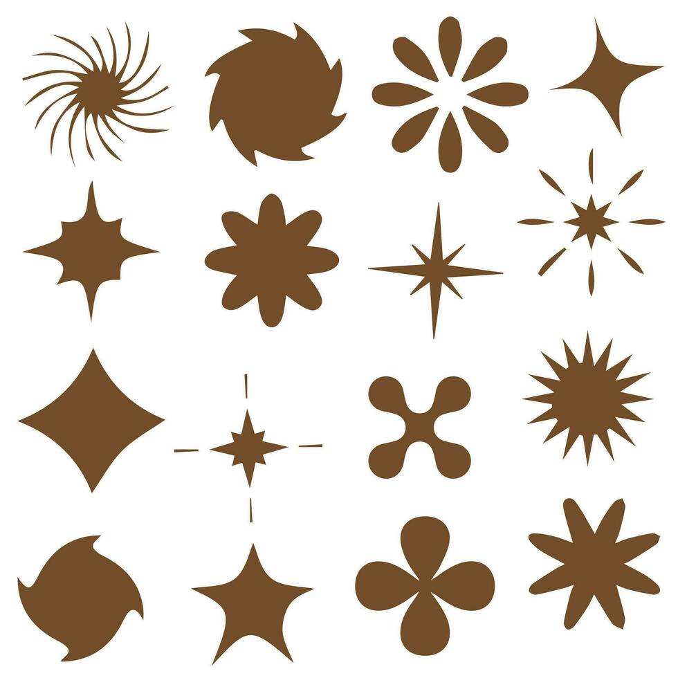 Retro futuristic elements for design. Collection of abstract graphic geometric symbols and objects in y2k style. vector