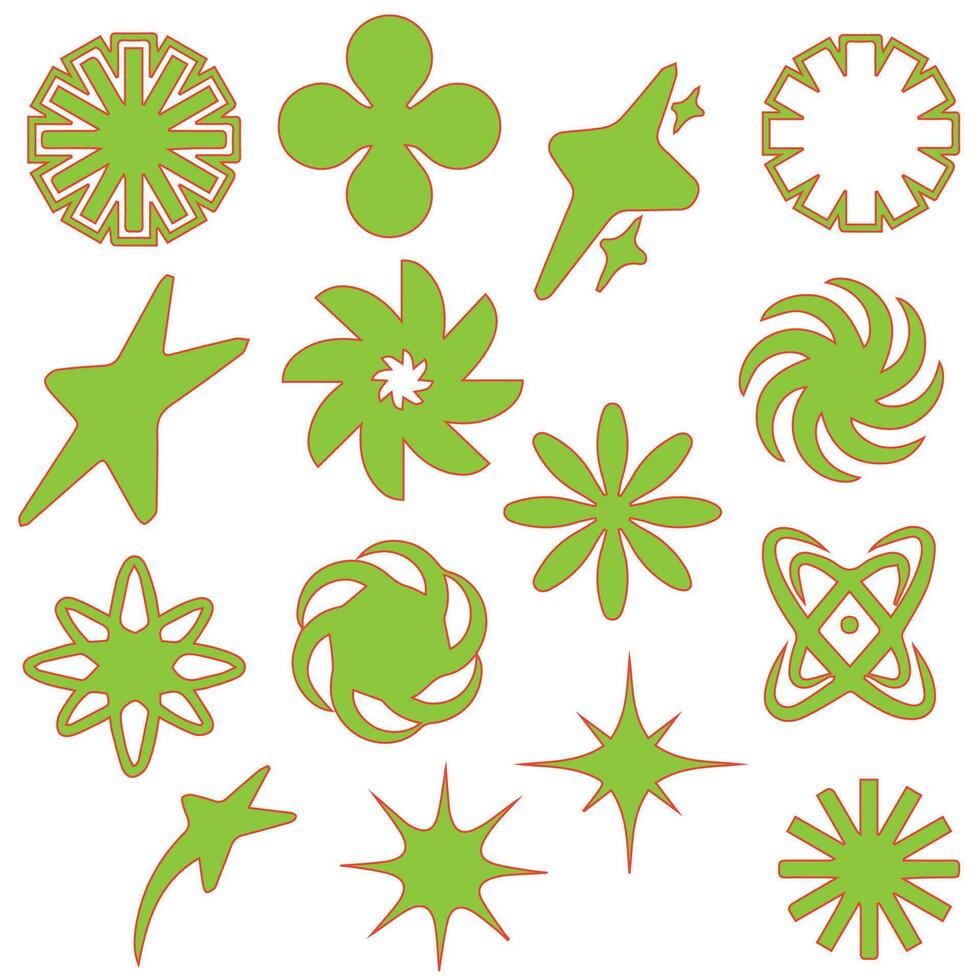 Retro futuristic elements for design. Collection of abstract graphic geometric symbols and objects in y2k style. vector