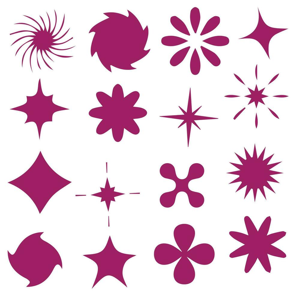 Retro futuristic elements for design. Collection of abstract graphic geometric symbols and objects in y2k style. vector