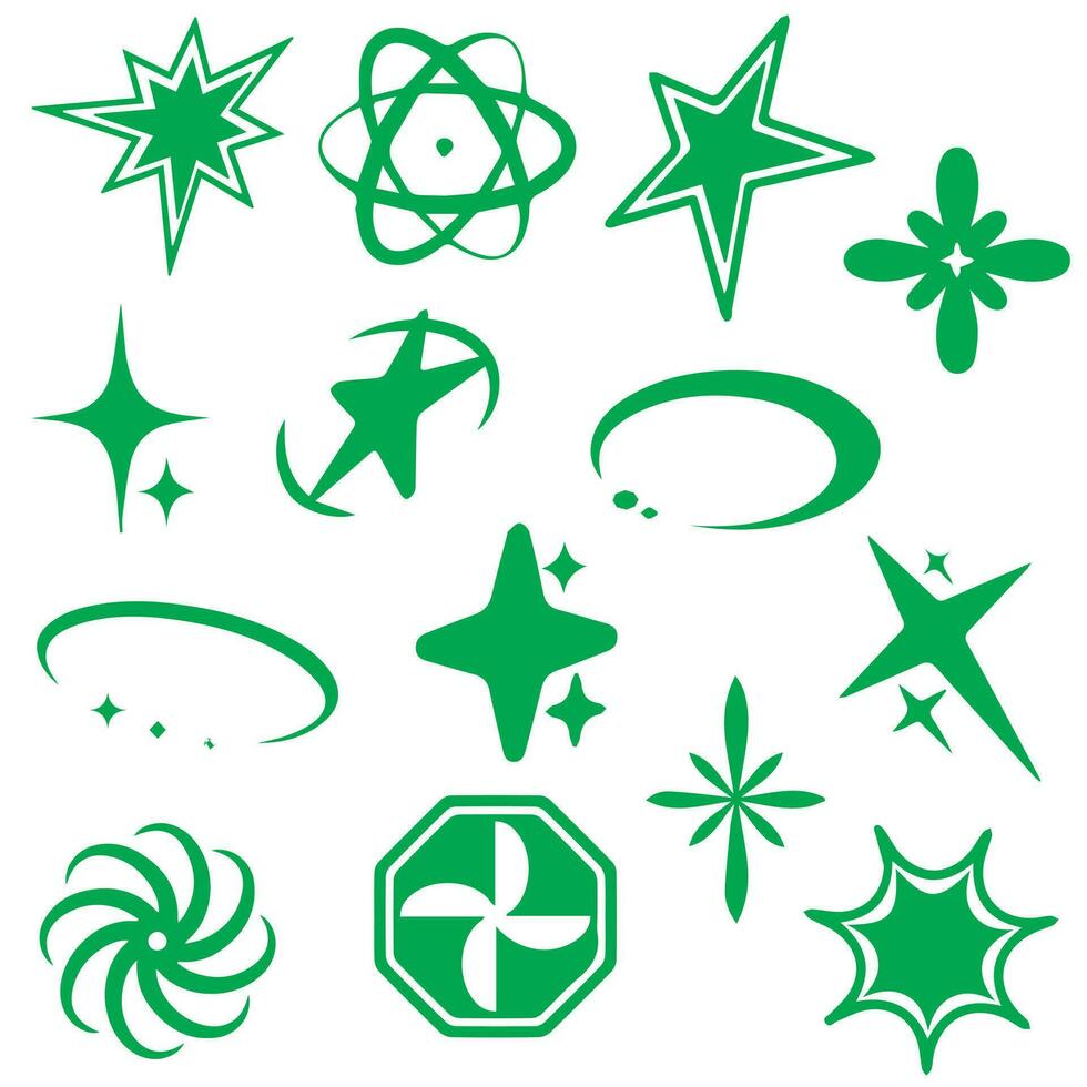 Retro futuristic elements for design. Collection of abstract graphic geometric symbols and objects in y2k style. vector
