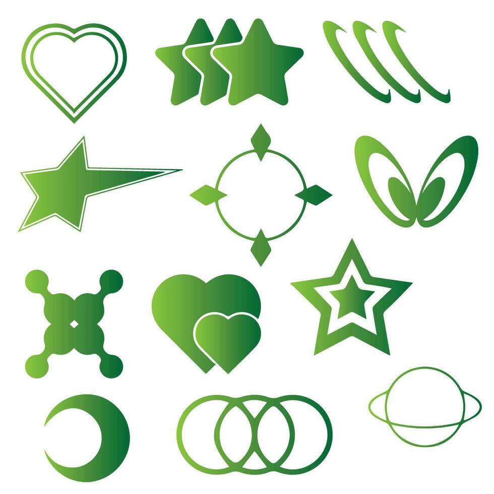 Retro futuristic elements for design. Collection of abstract graphic geometric symbols and objects in y2k style. vector