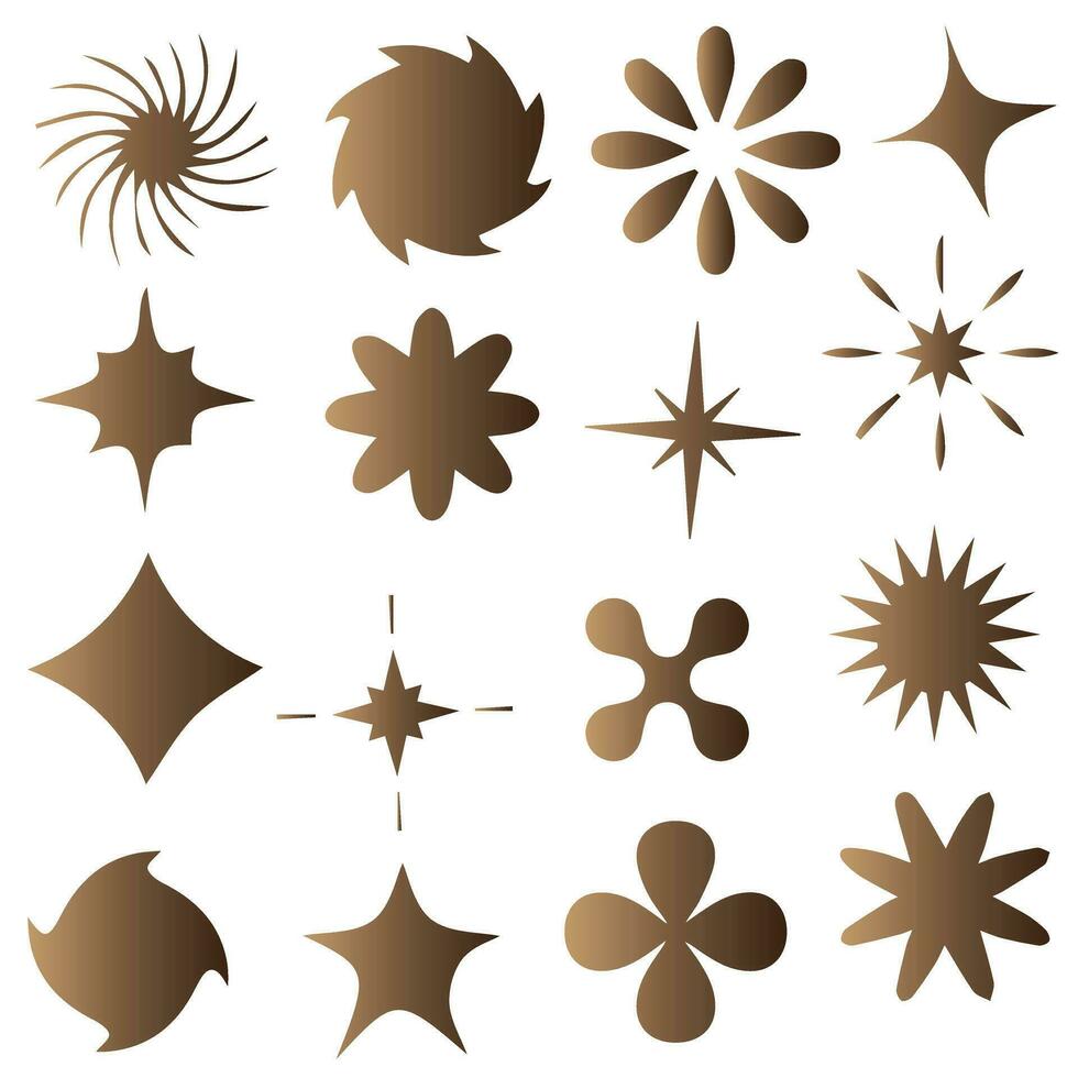 Retro futuristic elements for design. Collection of abstract graphic geometric symbols and objects in y2k style. vector