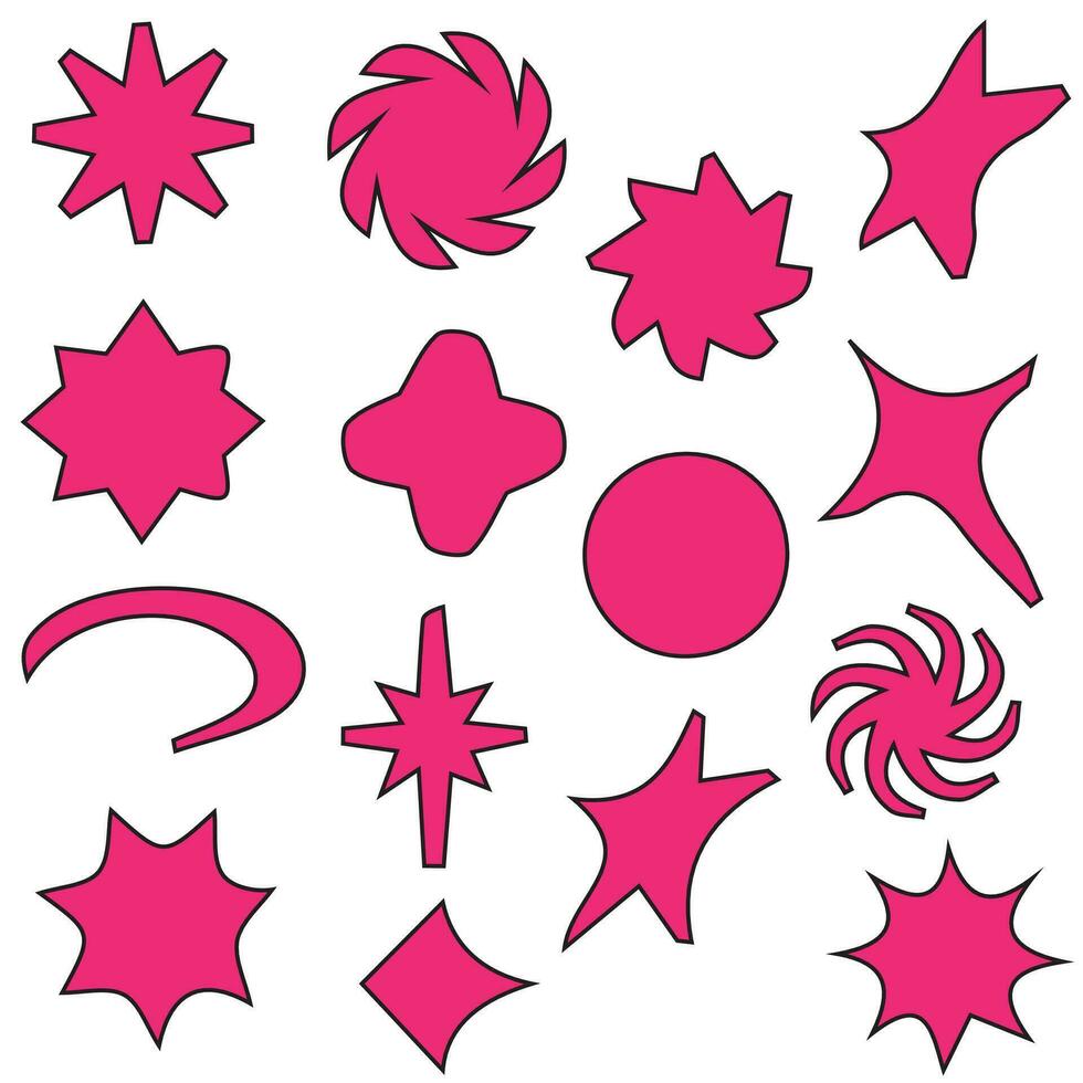 Retro futuristic elements for design. Collection of abstract graphic geometric symbols and objects in y2k style. vector
