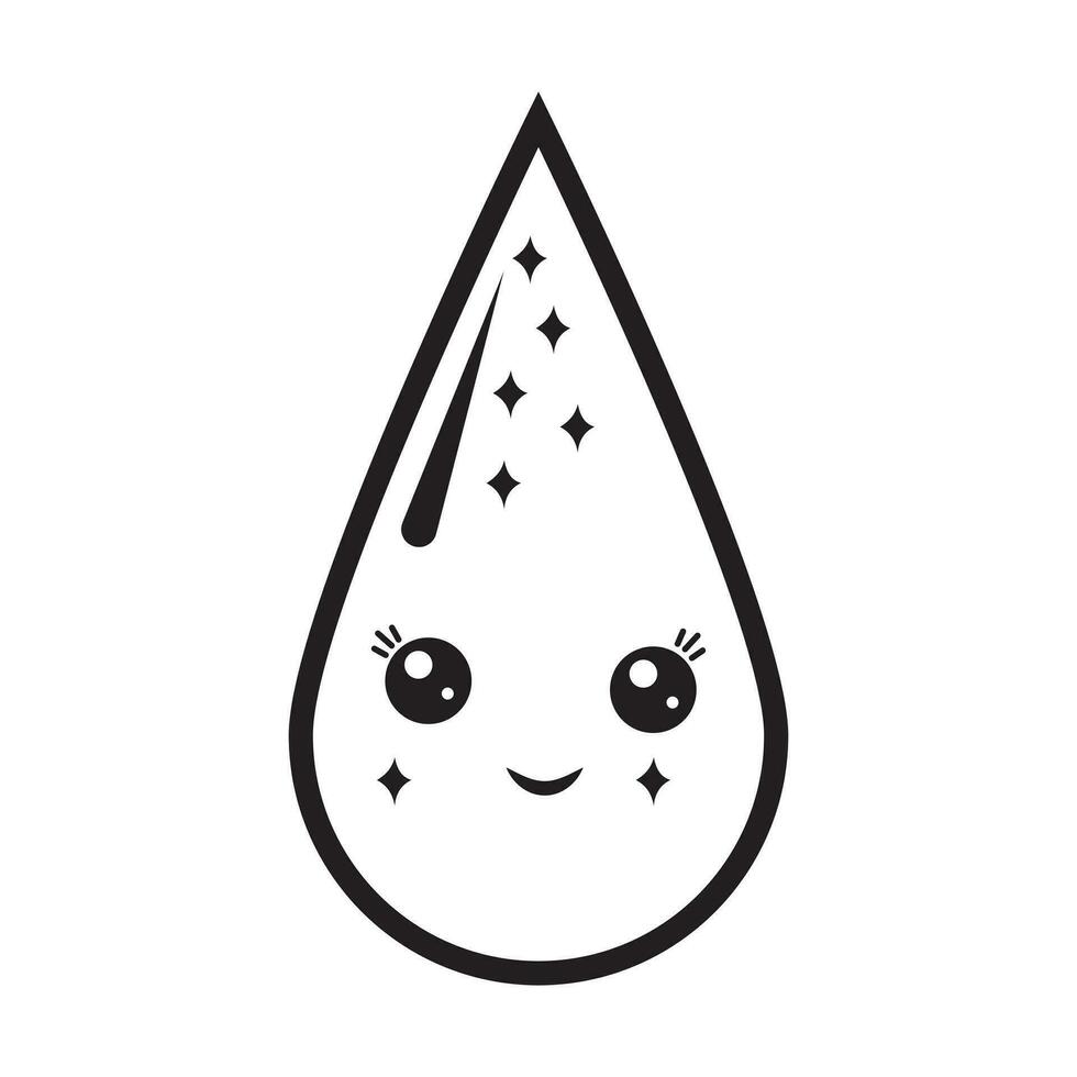 Cute vector illustration of a water drop isolated on a white background in doodle style, contour.