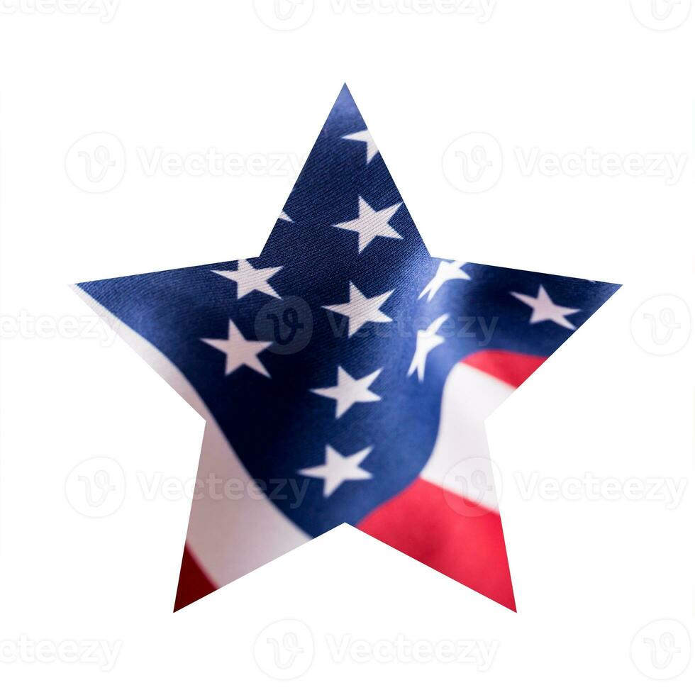 American flag in star shape isolated on white background photo