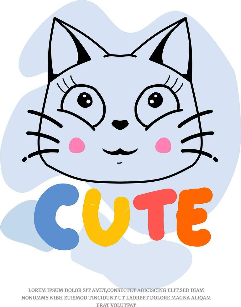 linda cabeza gato sencillo ilustración vector