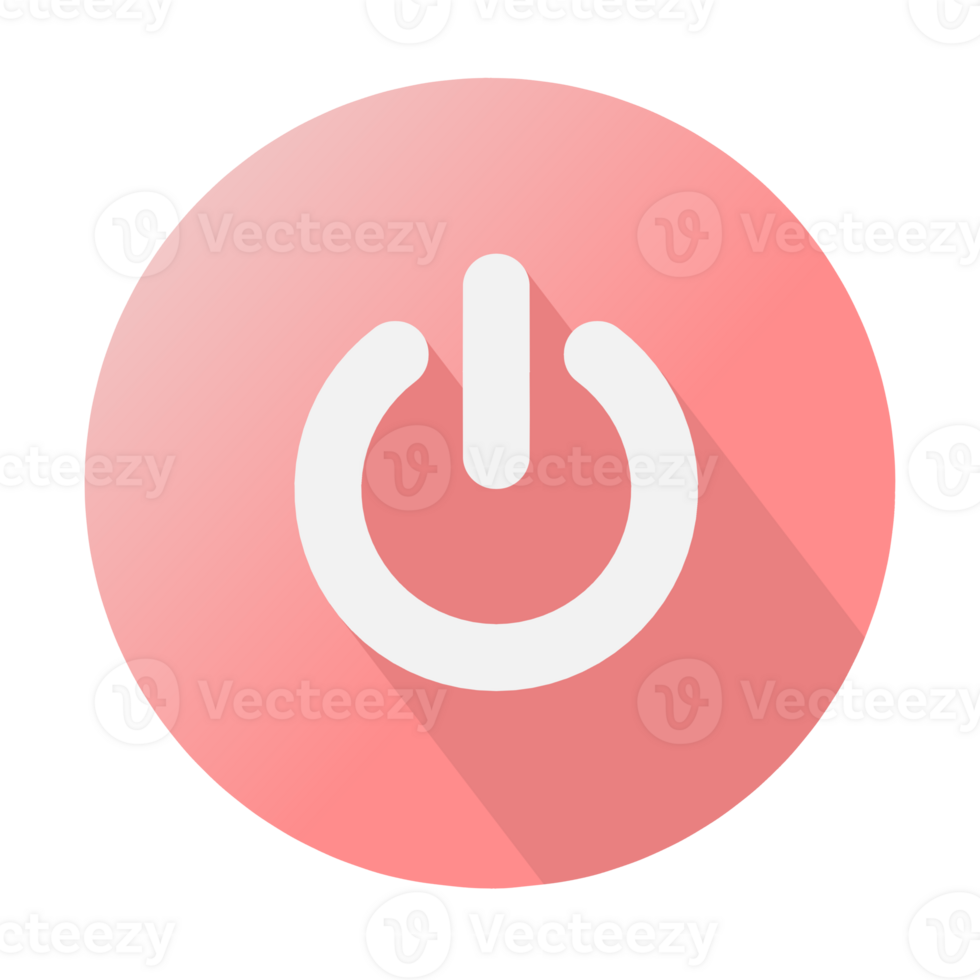 simple power button icon design on red circle background png