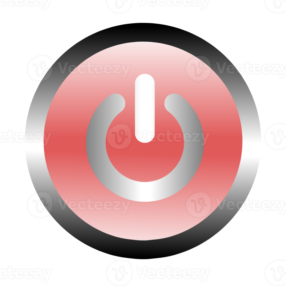 simple power button icon design on red circle background png
