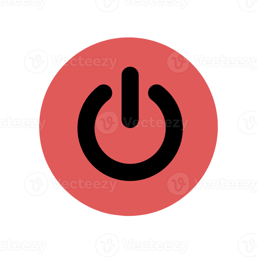 simple power button icon design on red circle background png