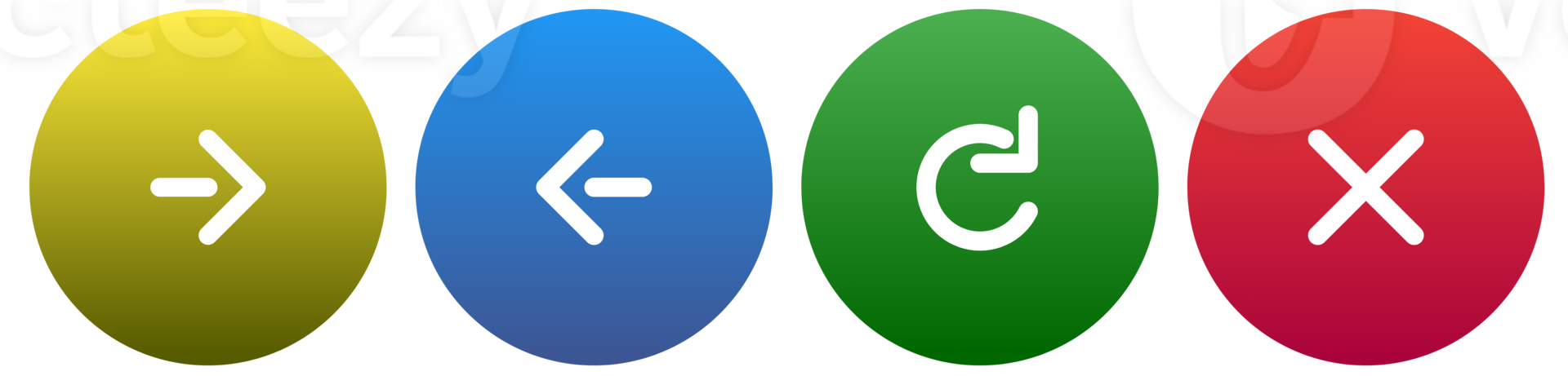 yellow, blue, green, red gradient color web button icon set, next page ...