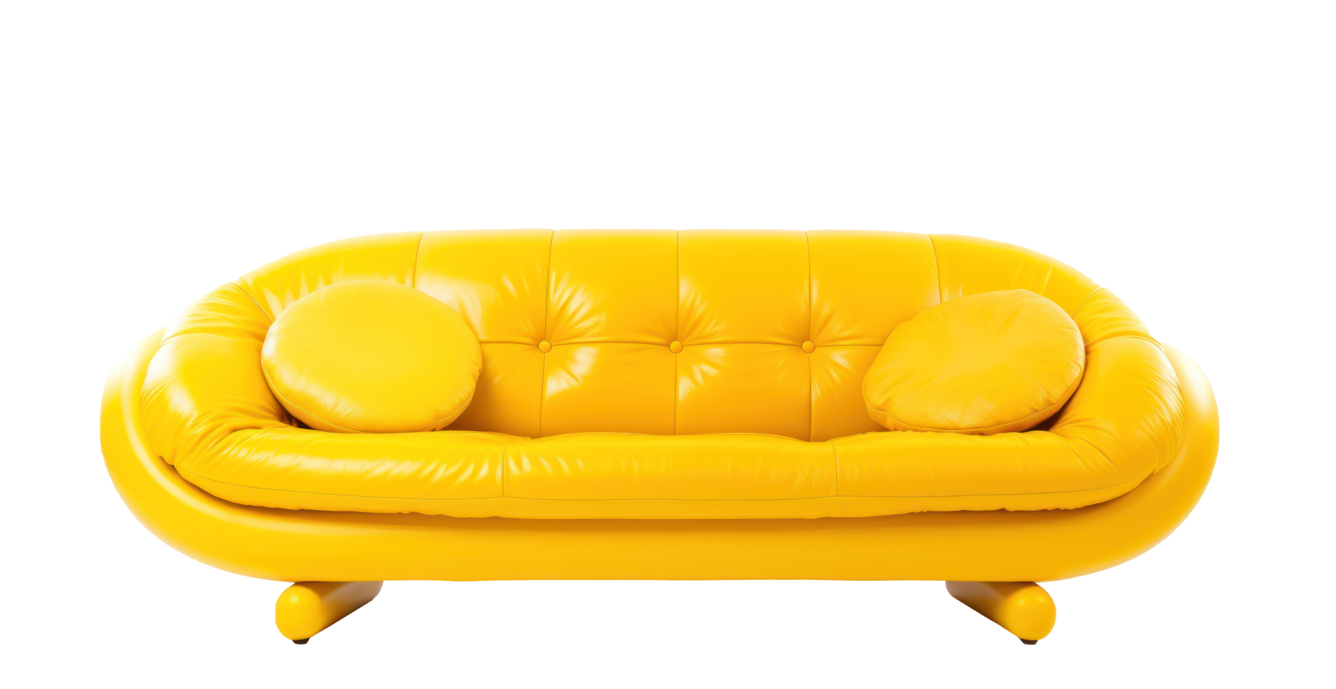 Modern yellow leather sofa with pillows isolated 27605123 PNG