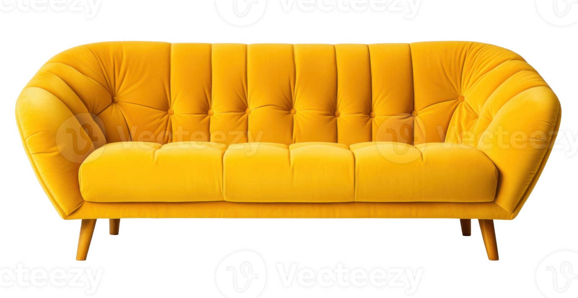 Modern yellow leather sofa with pillows isolated 27605159 PNG