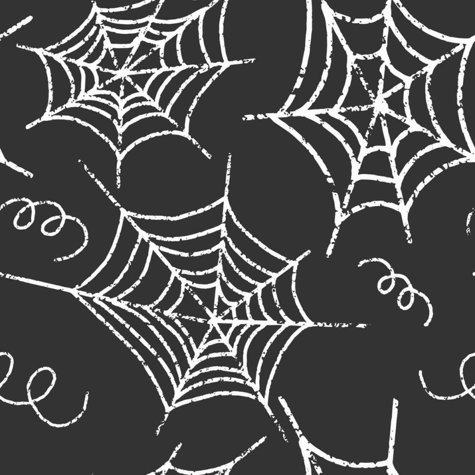 seamless spider web pattern on black background vector