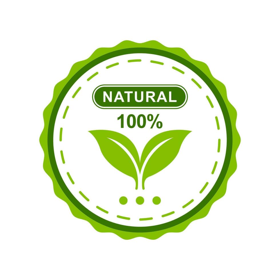 100 percent organic circle logo. eco badge logo vector