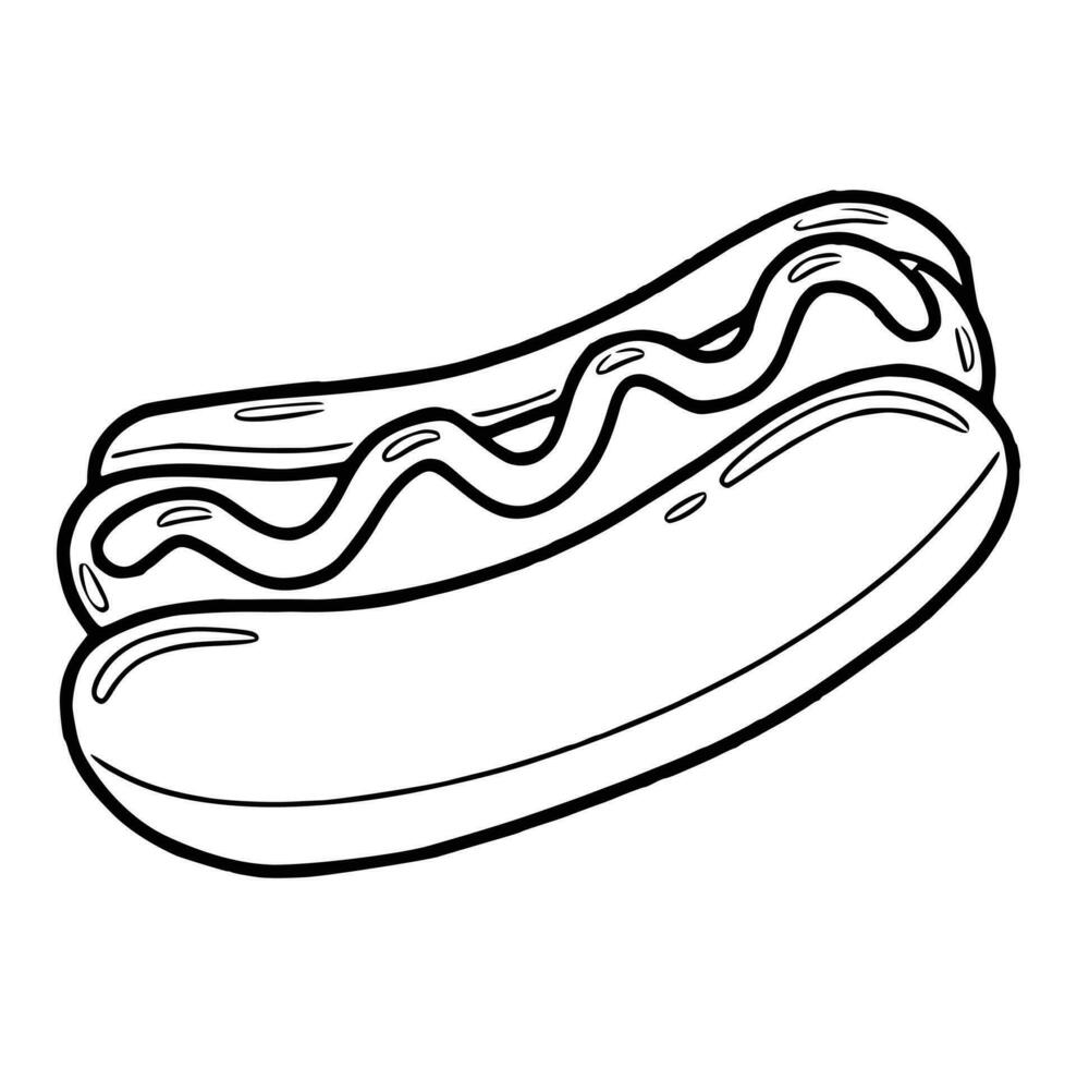 Hotdog. Vector isolated flat illustration fast food for poster, menus, brochure, web and icon fastfood.