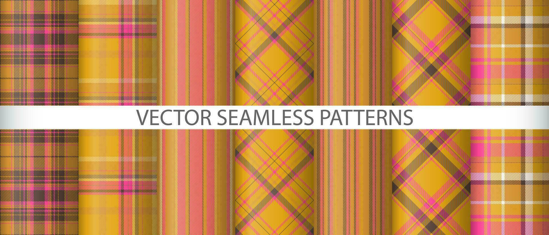 Set tartan background seamless. Vector plaid textile. Pattern texture check fabric.