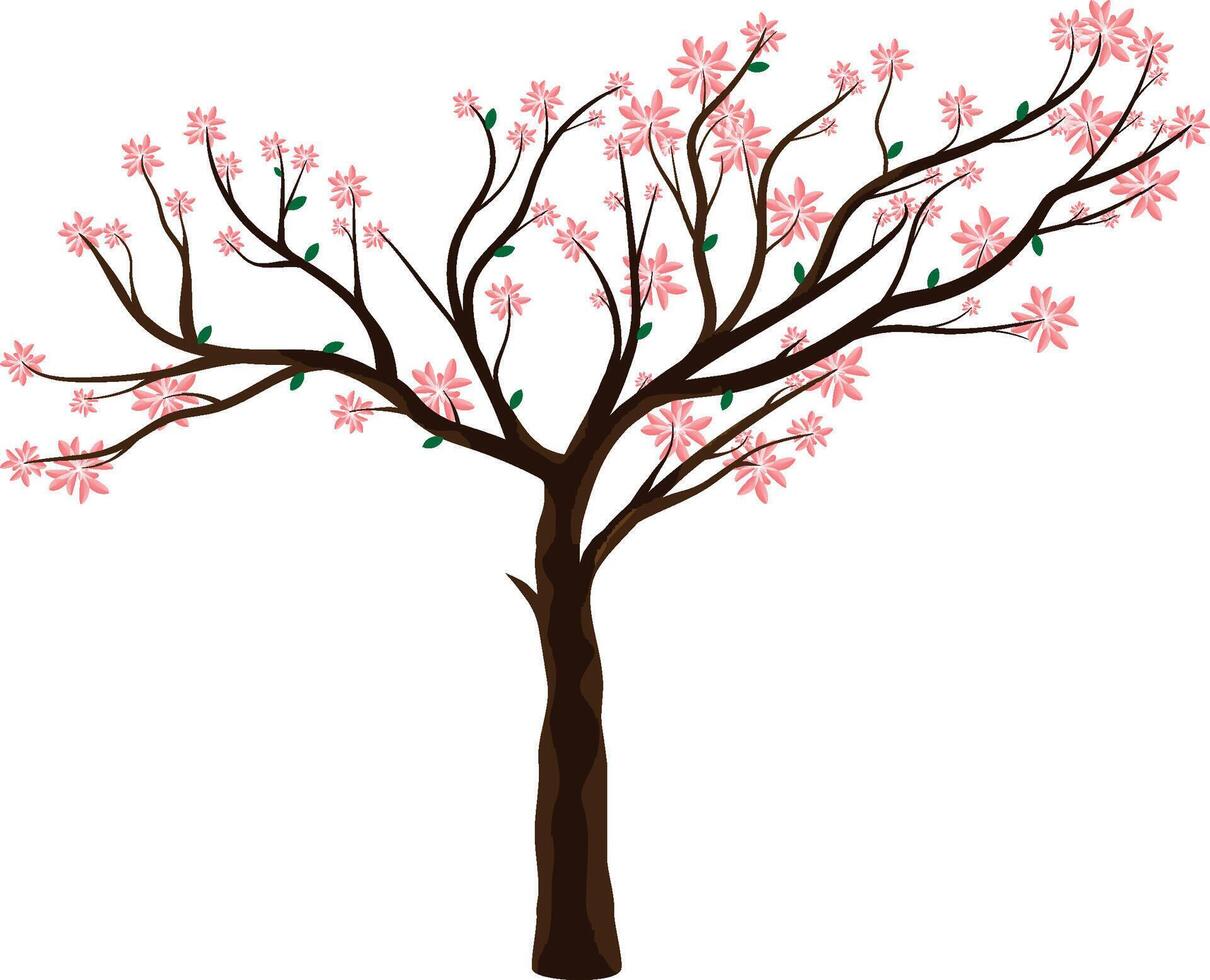 Vector illustration of a tree with leaves on a white background