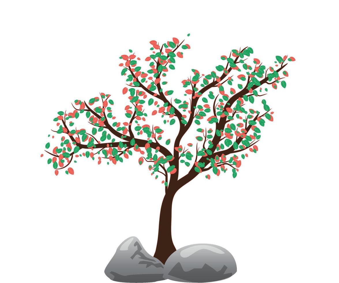 Vector illustration of a tree with leaves on a white background