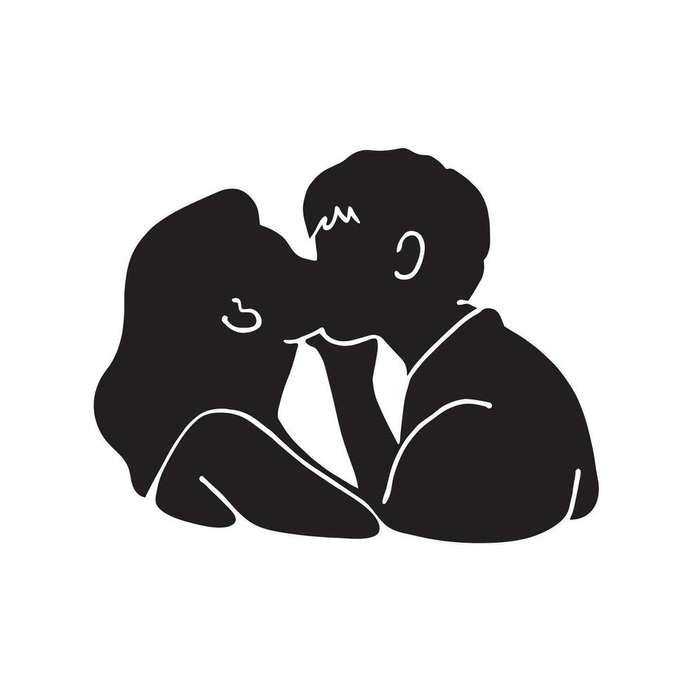 Experience the magic of love with this captivating illustration of a silhouette of a kissing couple. A timeless symbol of affection. vector