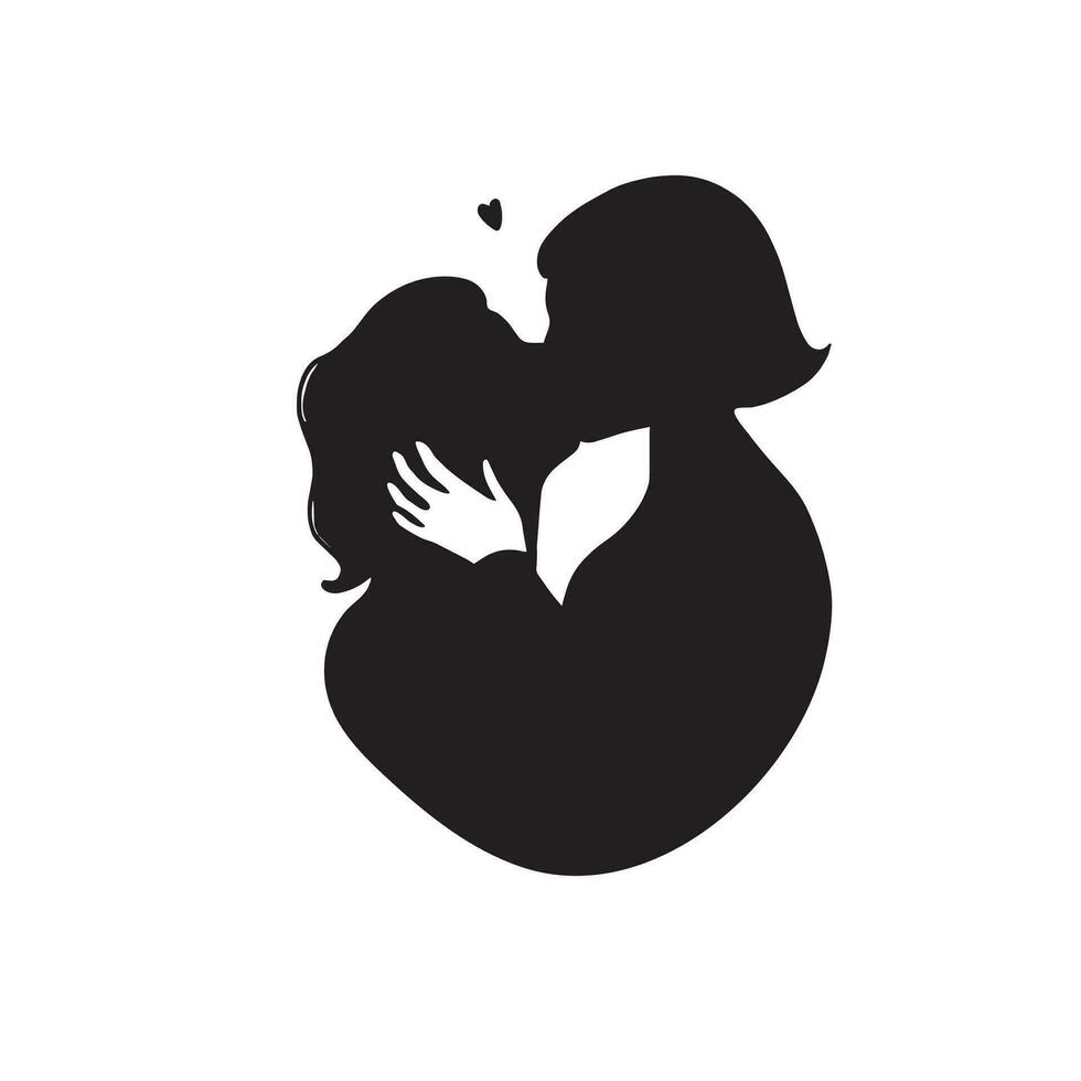 Embrace love's beauty with this captivating illustration of a silhouette of a kissing girl lesbian couple. A celebration of love and acceptance. vector
