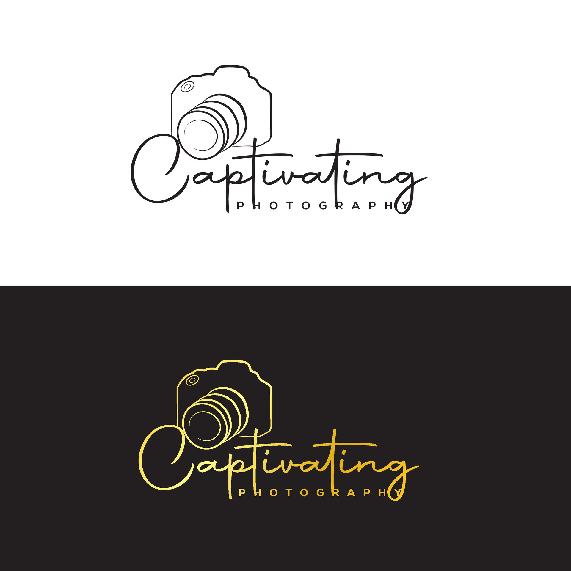 Creative camera photography logo design, signature logo concept vector