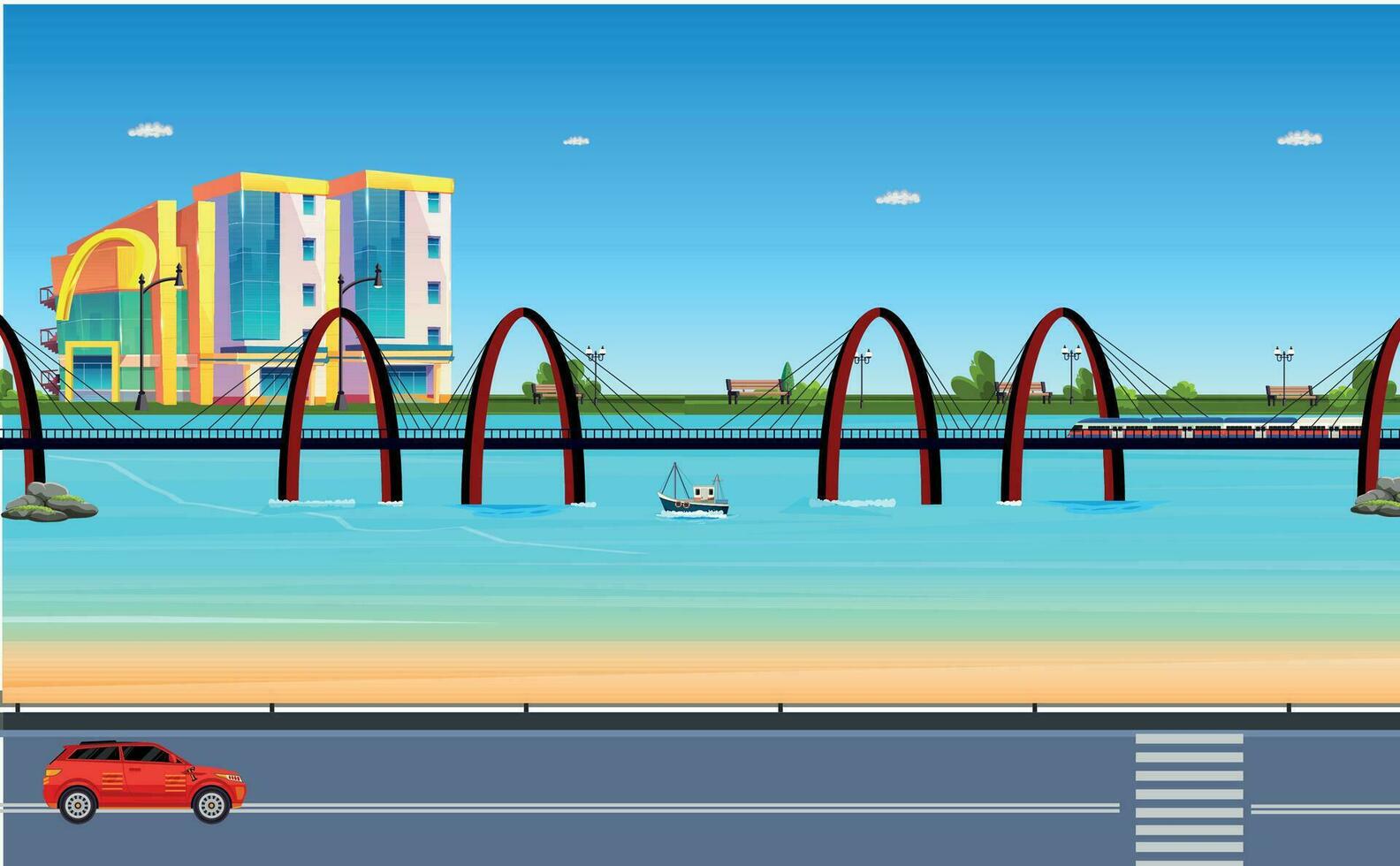 Day city view vector