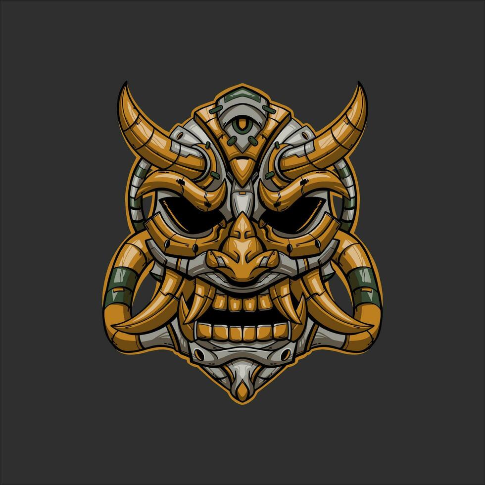 design template robotic onimask skull devil. illustration design onimask skull vector
