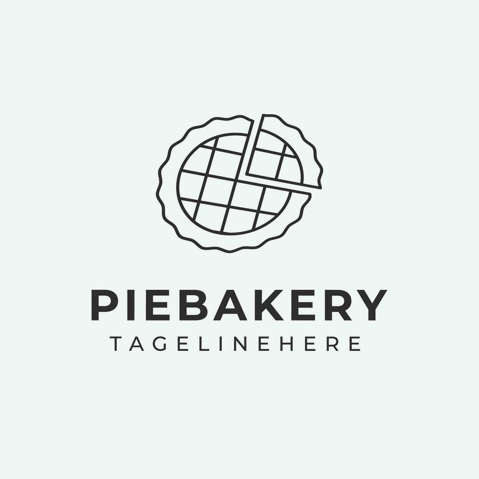 Pie bakery logo icon design, bakery shop logo image line art vector illustration design.