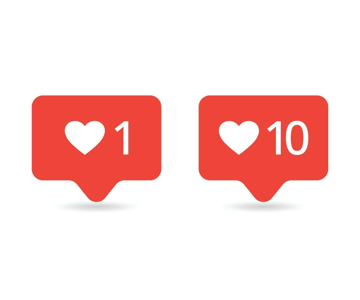 Like icon. Red like icon . One like icon. Ten like icon vector