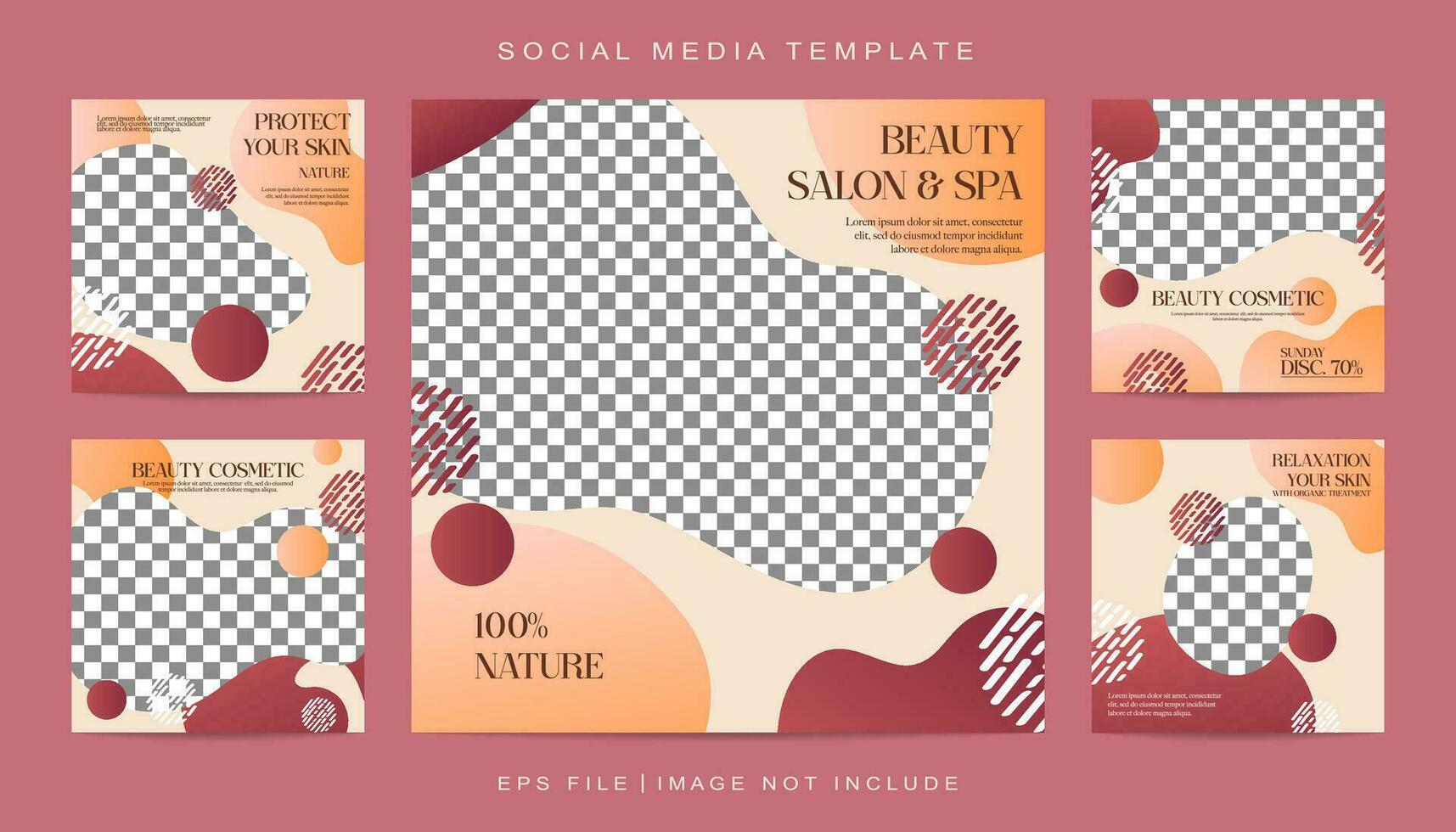 Minimalist Creative Concept Beauty Salon and Spa Social Media Post Set Template vector